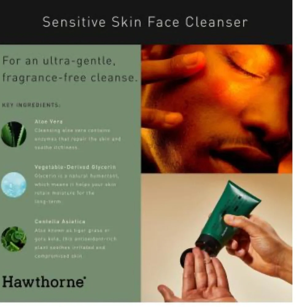 Hawthorne Natural Gentle Face Wash Cleanser‎ for Men NEW